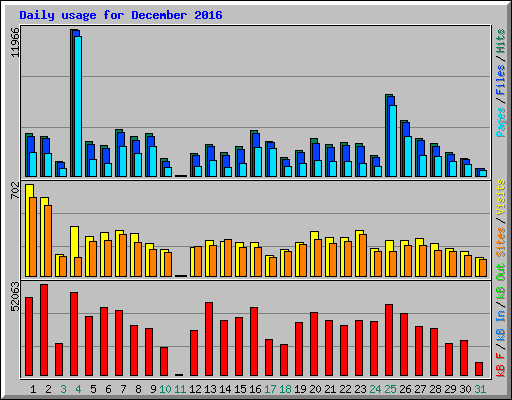 Daily usage for December 2016
