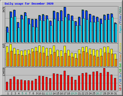 Daily usage for December 2020