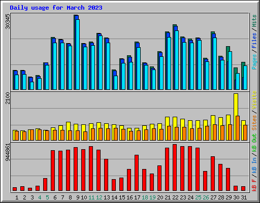 Daily usage for March 2023
