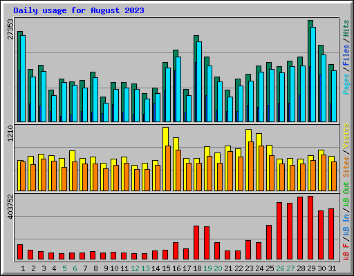 Daily usage for August 2023