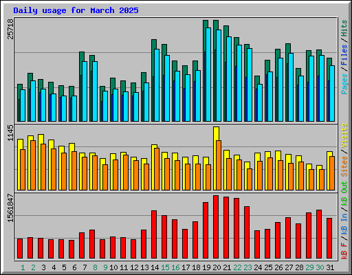 Daily usage for March 2025