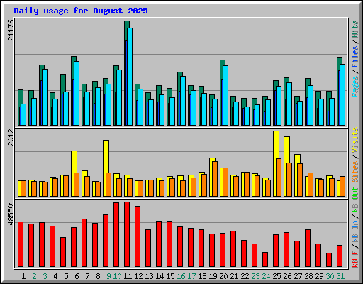 Daily usage for August 2025